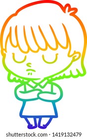 dibujo de una mujer de dibujos animados con gradiente de arco iris