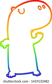 Regenbogengradientenzeichnung eines Cartoons hippopotamus