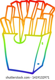 rainbow gradient line drawing of a cartoon takeout fries