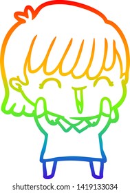 rainbow gradient line drawing of a cartoon woman