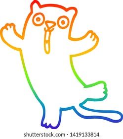 rainbow gradient line drawing of a cartoon happy cat