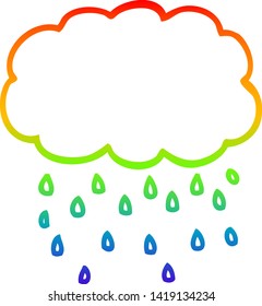 dibujo de línea de gradiente de arco iris de una nube de dibujos animados