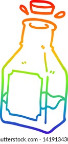 rainbow gradient line drawing of a cartoon drink in decanter