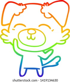 dibujo de línea de gradiente de arco iris de un perro caricaturista
