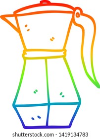 rainbow gradient line drawing of a cartoon stove top espresso maker