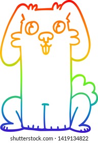 rainbow gradient line drawing of a cartoon cute bunny