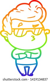 dibujo de una línea de gradiente de arco iris de un tipo genial de caricatura