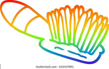 dibujo de línea de gradiente de arco iris de un pincel de pelo de dibujos animados