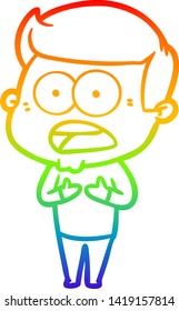 dibujo de una línea de gradiente de arco iris de un hombre impactado