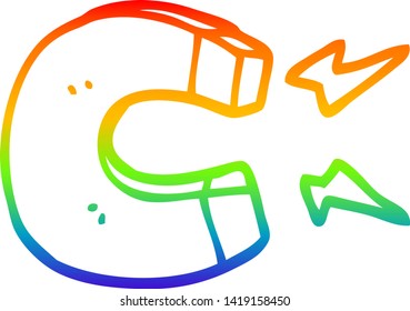 dibujo de línea de gradiente de arco iris de un imán de dibujos animados
