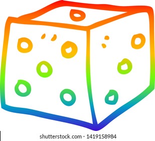Regenbogengradientenzeichnung einer roten Würfel