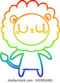 dibujo de una línea de gradiente de arco iris de un león de dibujos animados