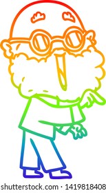 Regenbogen-Farbverlauf-Zeichnung eines lustigen Mannes mit Bart-Zeigefinger