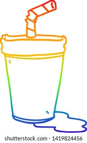 dibujo de la línea de gradiente de arco iris de una taza de soda de dibujos animados