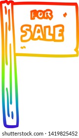 rainbow gradient line drawing of a cartoon sale sign