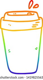 dibujo de línea de gradiente de arco iris de una taza de café de dibujos animados