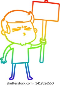 rainbow gradient line drawing of a cartoon man sweating