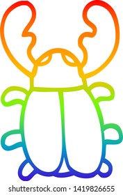 rainbow gradient line drawing of a cartoon huge beetle