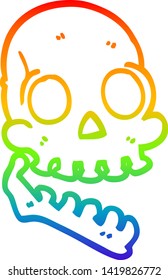 rainbow gradient line drawing of a cartoon happy skull