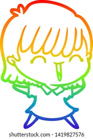 dibujo de una mujer de dibujos animados con gradiente de arco iris