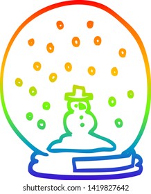 rainbow gradient line drawing of a cartoon snowglobe