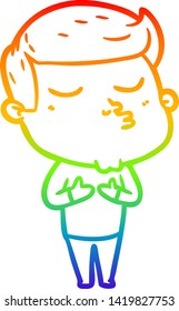 dibujo de línea de gradiente de arcoiris de un tipo de dibujo animado puliendo