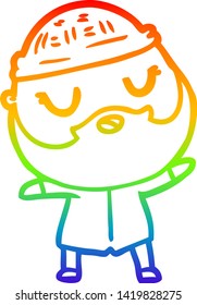 rainbow gradient line drawing of a cartoon man with beard