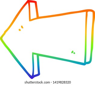 dibujo de línea de gradiente de arco iris de una flecha señaladora de dibujos animados