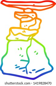 rainbow gradient line drawing of a cartoon stacked rocks