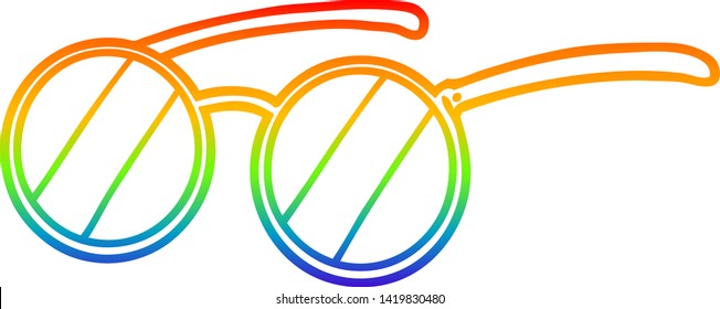 rainbow gradient line drawing of a cartoon spectacles