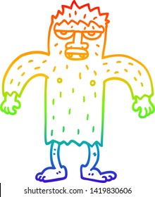 rainbow gradient line drawing of a cartoon yeti monster