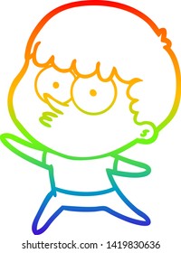 rainbow gradient line drawing of a cartoon dancing boy