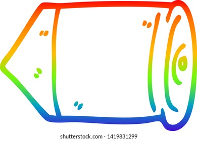 rainbow gradient line drawing of a cartoon bullet
