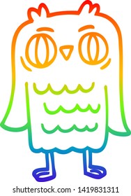 Regenbogen-Farbverlauf-Zeichnung einer Cartoon-Eule