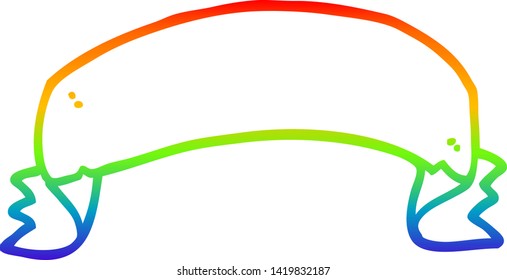 rainbow gradient line drawing of a cartoon scroll banner