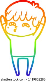 Regenbogen-Farbverlauf-Zeichnung eines Cartoon-Neugierigen