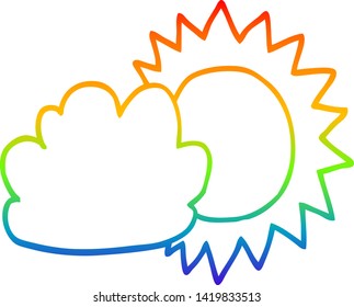 dibujo de línea de gradiente de arco iris de un tiempo de dibujos animados