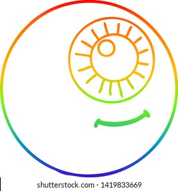 rainbow gradient line drawing of a cartoon eyeball