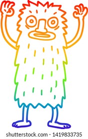 rainbow gradient line drawing of a cartoon yeti monster