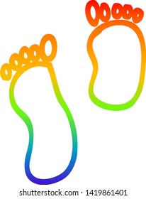 Regenbogengradientenzeichnung eines Cartoon-Fußdrucks