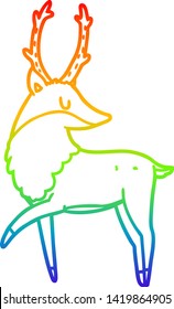 rainbow gradient line drawing of a cartoon stag