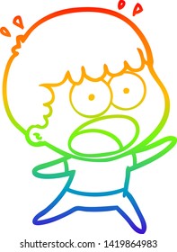 dibujo de una línea de gradiente de arco iris de un hombre impactado