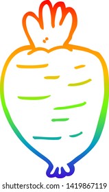 dibujo de línea de gradiente arco iris de una raíz de dibujos animados vegetal