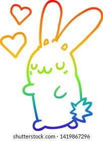 Regenbogengradientenzeichnung eines verliebten Cartoon-Kaninchens