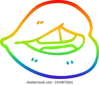 rainbow gradient line drawing of a cartoon pink lips