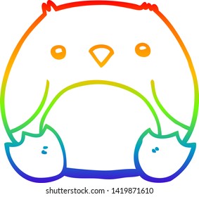 dibujo de la línea de gradiente del arco iris de un pingüino de dibujos animados