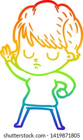 dibujo de una mujer de dibujos animados con gradiente de arco iris