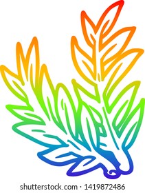 dibujo de línea de gradiente de arco iris de una planta de dibujos animados