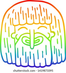 rainbow gradient line drawing of a cartoon bearded man