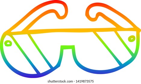 dibujo de una línea de gradiente de arco iris de gafas de sol de dibujos animados